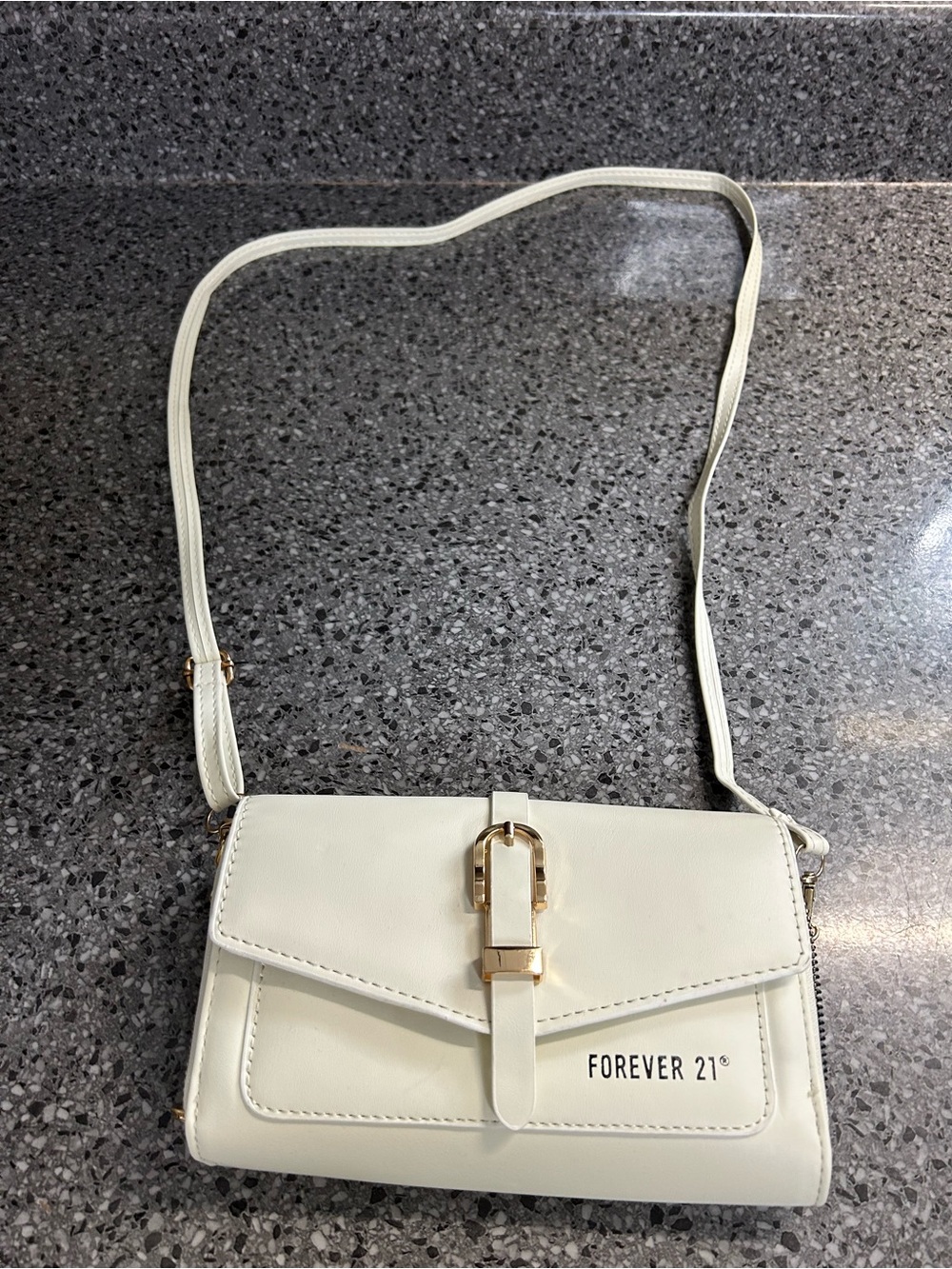 Forever 21 White Crossbody Bag with Gold Buckle - Picture 1 of 5